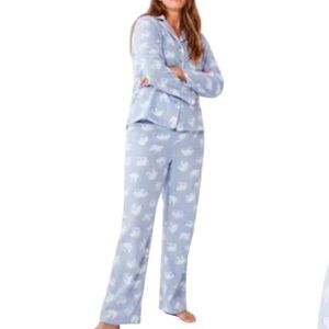 Joe Fresh NWT Fleece Polar Bear Print 2 pc Pajamas Baby Blue White Button Up XL